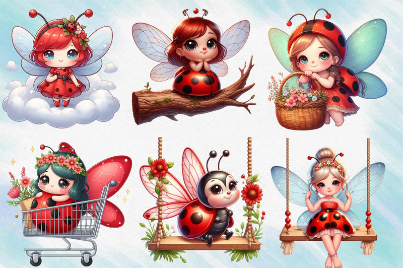 Ladybug Fairy Clipart Bundle - CraftNest - Digital Crafting and Art