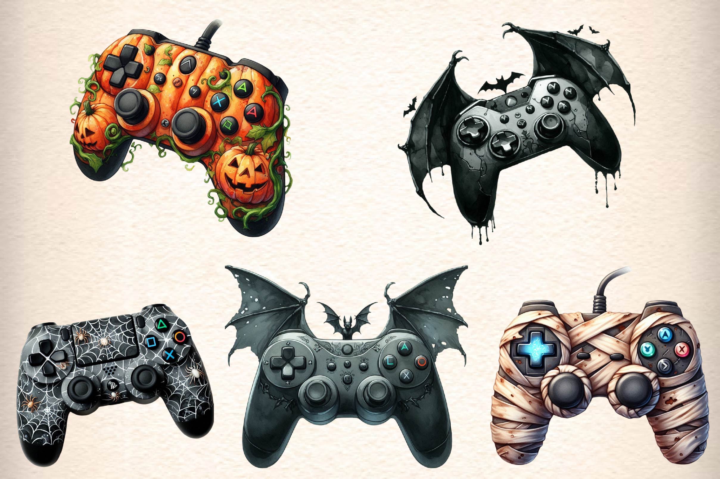 Halloween Gaming Controllers Clipart Bundle - CraftNest - Digital Crafting and Art