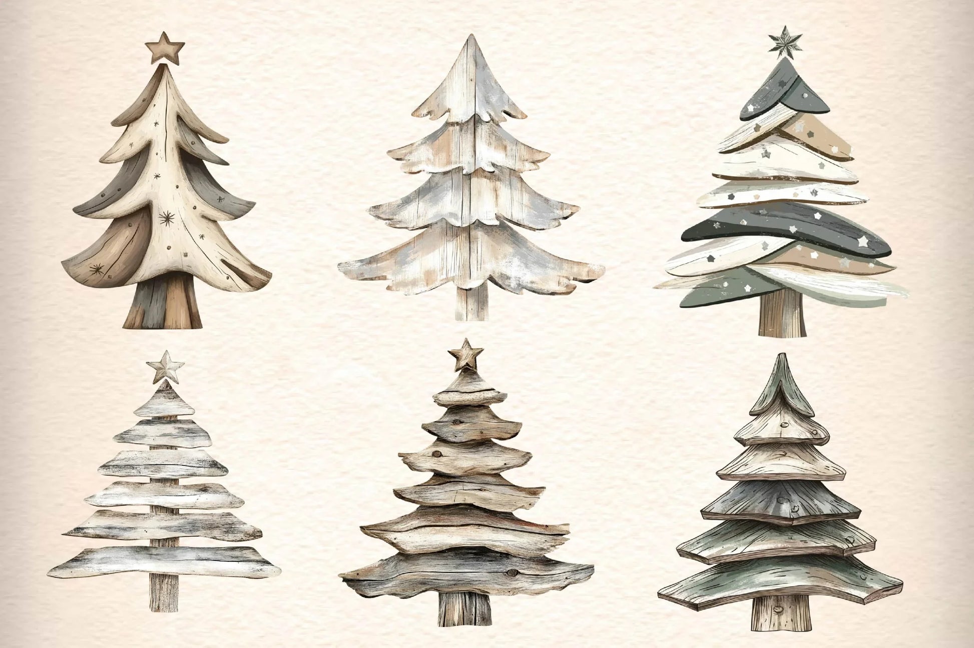 Driftwood Christmas Tree Clipart Bundle - CraftNest - Digital Crafting and Art