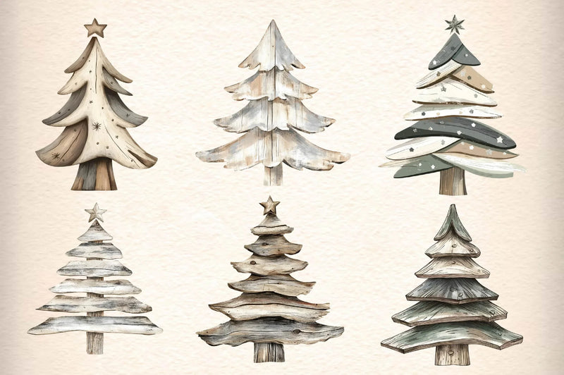 Driftwood Christmas Tree Clipart Bundle - CraftNest - Digital Crafting and Art