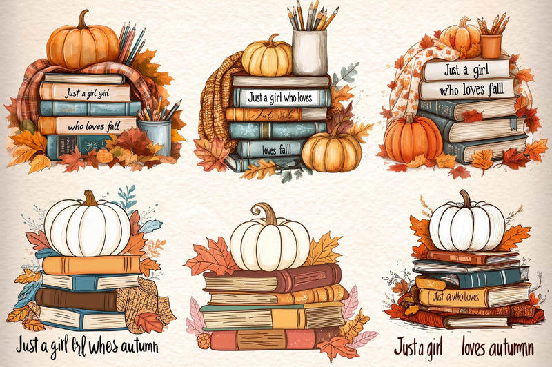 Autumn Books Clipart Bundle - CraftNest - Digital Crafting and Art
