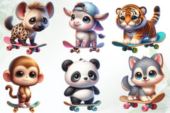 Baby Animals Skateboard Clipart Bundle - CraftNest - Digital Crafting and Art