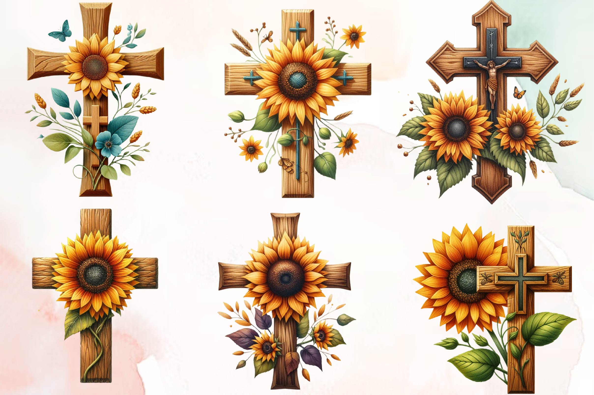 Sunflower Cross Clipart Bundle - CraftNest - Digital Crafting and Art