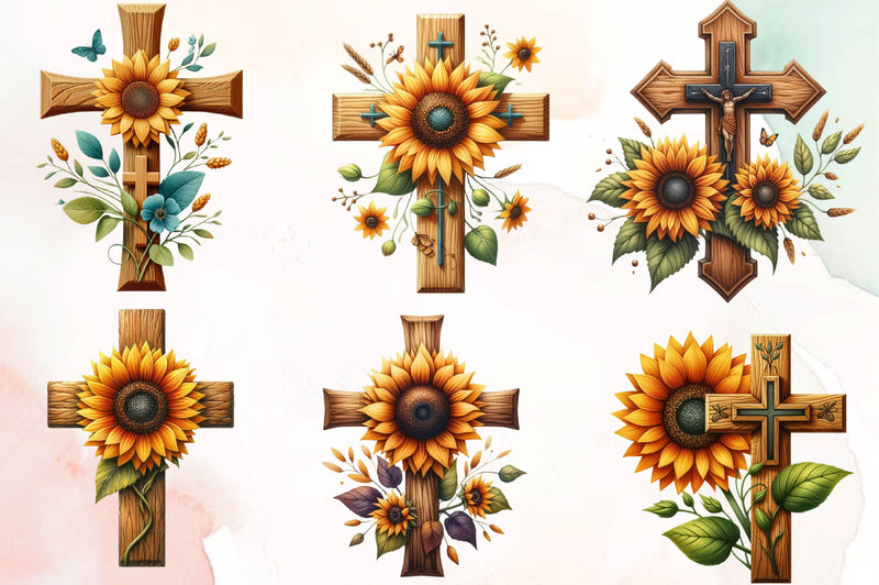 Sunflower Cross Clipart Bundle - CraftNest - Digital Crafting and Art