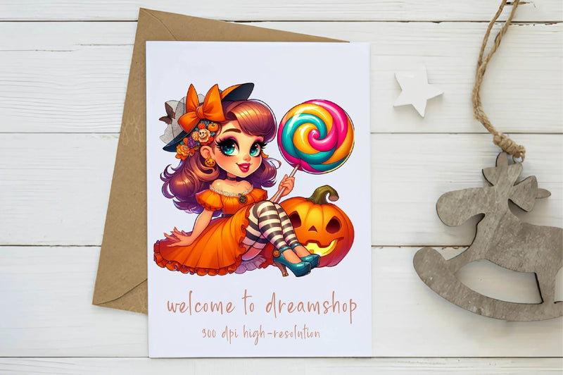 Halloween Vintage Pin Up Girl Clipart Bundle - CraftNest - Digital Crafting and Art