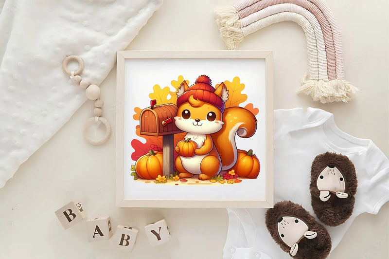 Autumn Squirrel With Mailbox Clipart Bundle - CraftNest - Digital Crafting and Art