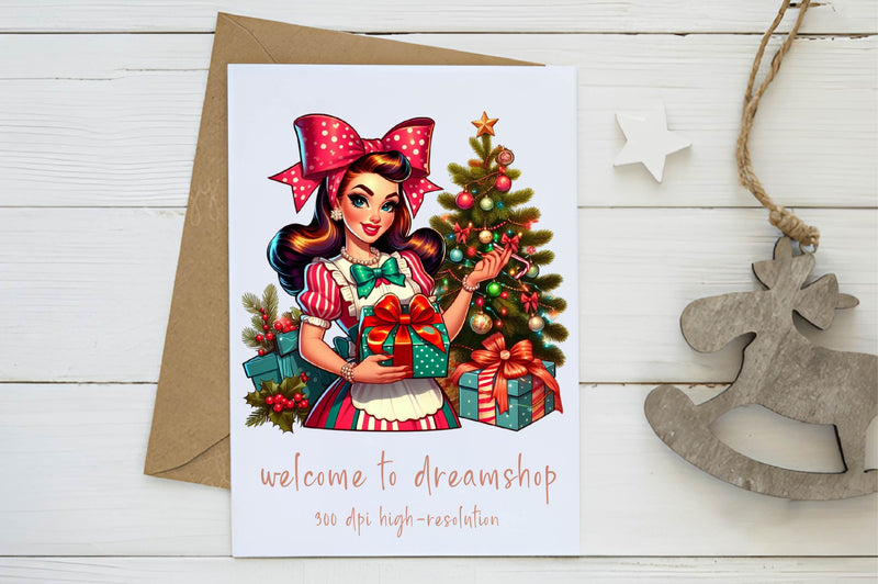 Funny Christmas Pin Up Girl Clipart Bundle - CraftNest - Digital Crafting and Art