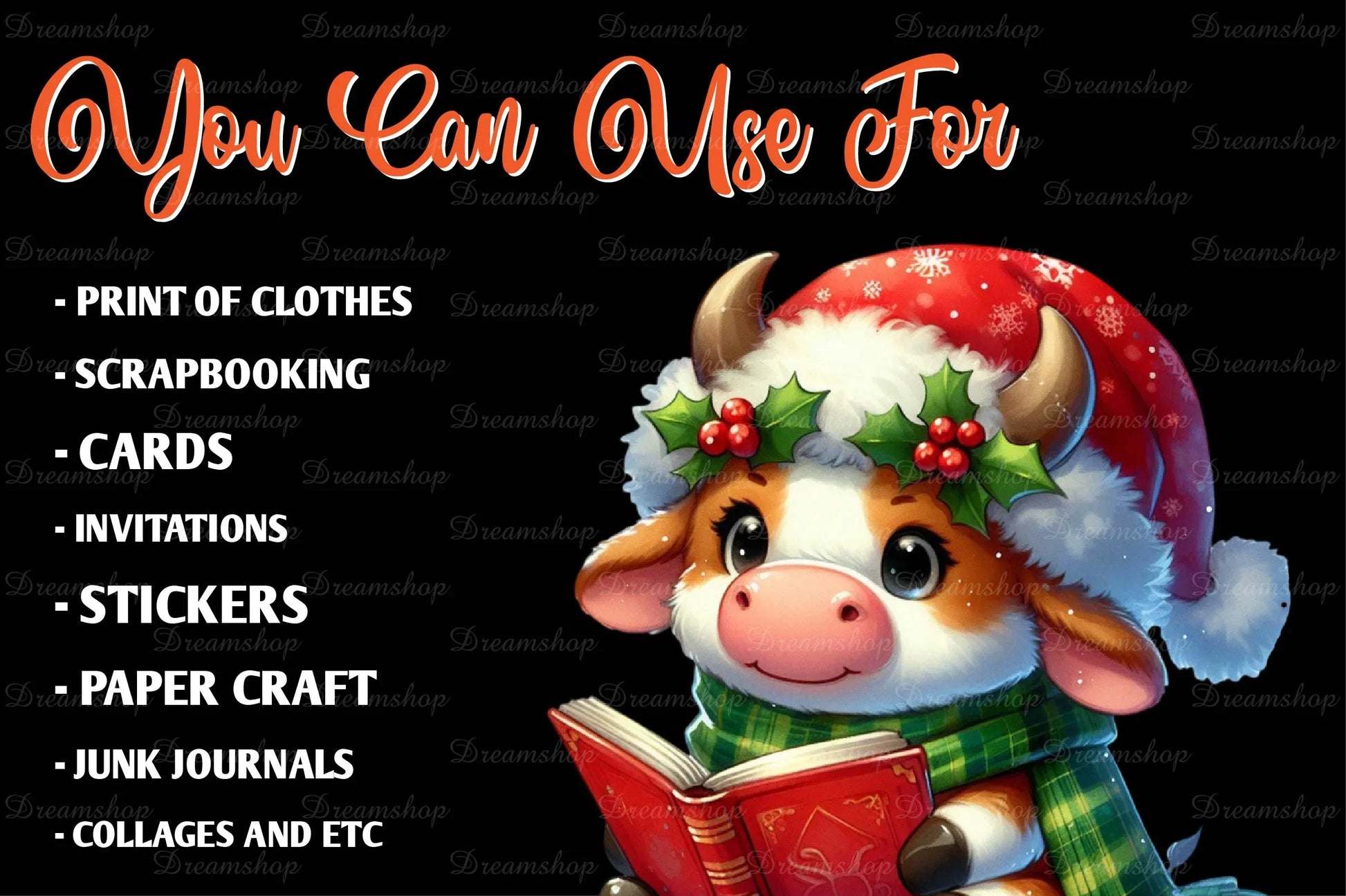 Cute Christmas Cows Clipart Bundle - CraftNest - Digital Crafting and Art