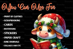 Cute Christmas Cows Clipart Bundle - CraftNest - Digital Crafting and Art