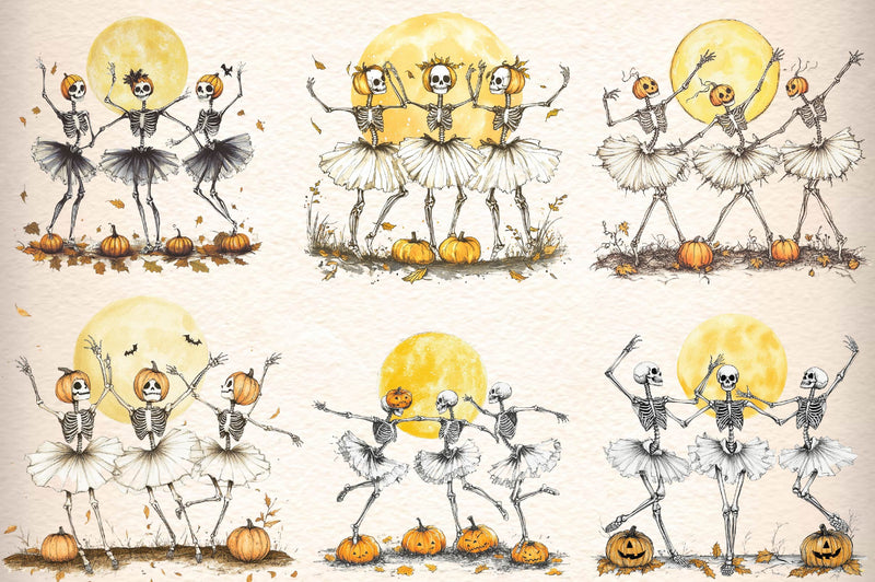 Autumn Dancing Skeleton Clipart Bundle - CraftNest - Digital Crafting and Art