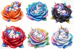 Baby Unicorn In Flowers Clipart Bundle - CraftNest - Digital Crafting and Art