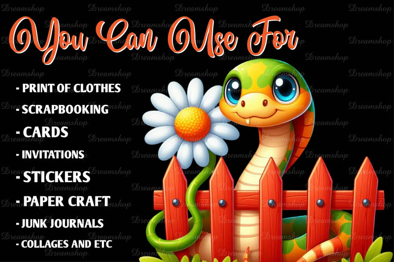 Cute Snake Snake Clipart Bundle - CraftNest - Digital Crafting and Art