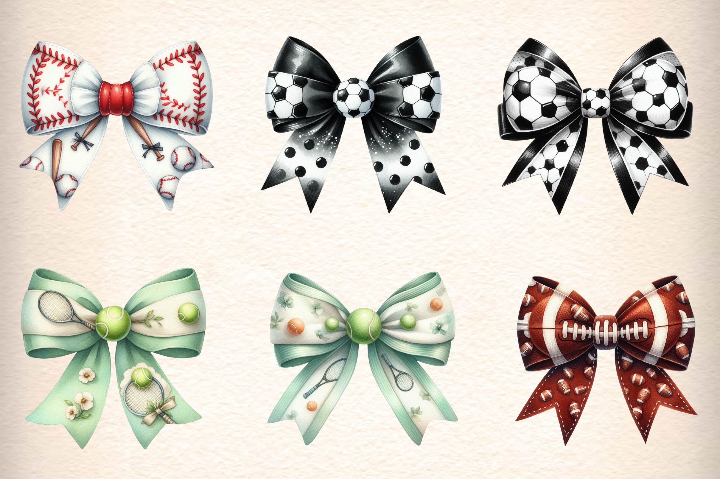 Sports Coquette Bow Sport Bows Clipart Bundle 1 - CraftNest - Digital Crafting and Art