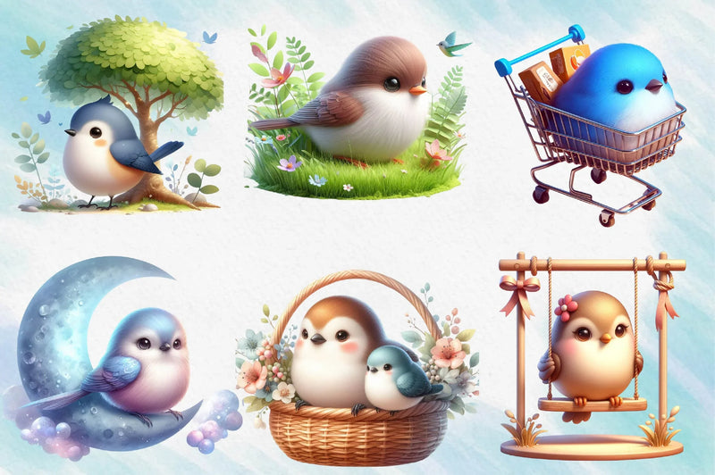 Crowned Spring Birds Clipart Bundle - CraftNest - Digital Crafting and Art