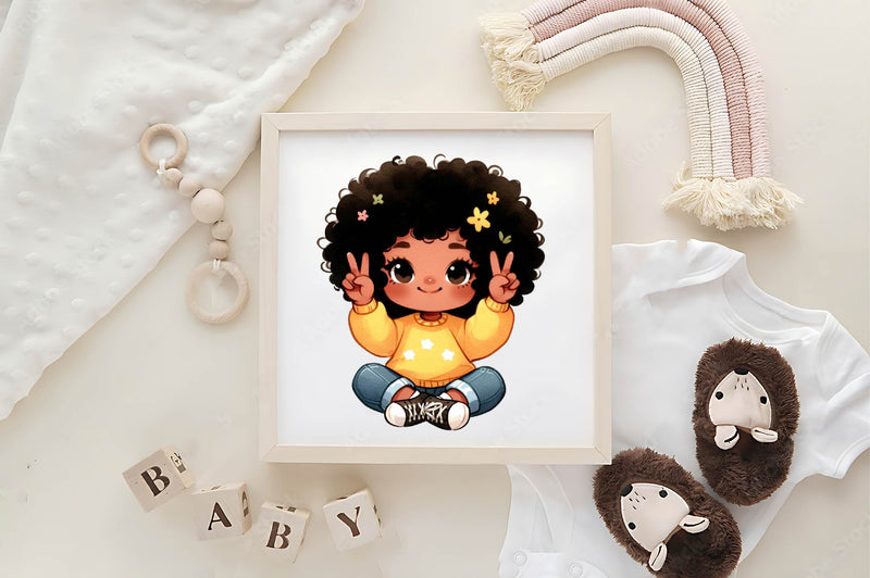 Cute Afro Girl Clipart Bundle - CraftNest - Digital Crafting and Art