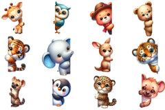 Animals Peeking Around Corner Clipart Bundle - CraftNest - Digital Crafting and Art