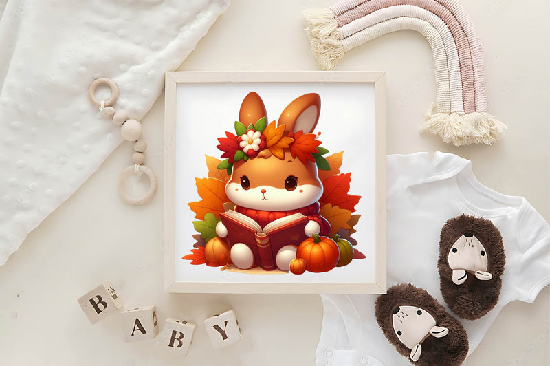 Cute Autumn Bunny Clipart Bundle - CraftNest - Digital Crafting and Art