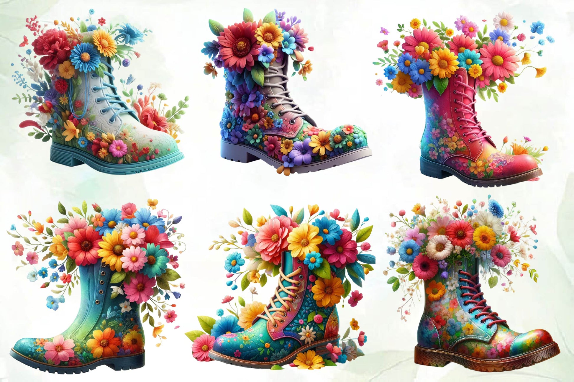 Boots With Spring Flowers Clipart Bundle - CraftNest - Digital Crafting and Art