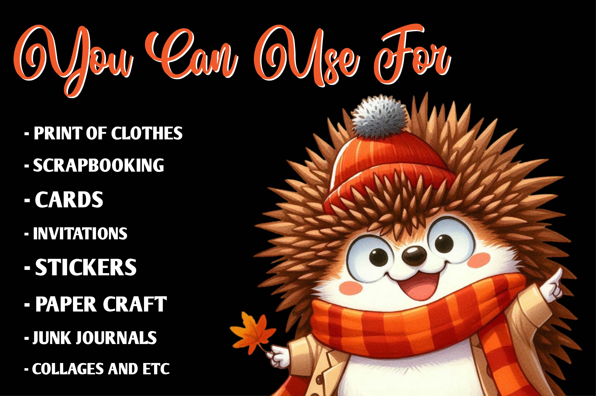 Autumn Funny Hedgehog Clipart Bundle - CraftNest - Digital Crafting and Art
