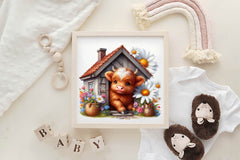 Spring Highland Cow Clipart Bundle 1 - CraftNest - Digital Crafting and Art