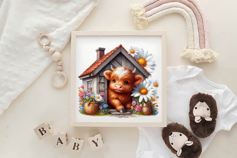 Spring Highland Cow Clipart Bundle 1 - CraftNest - Digital Crafting and Art