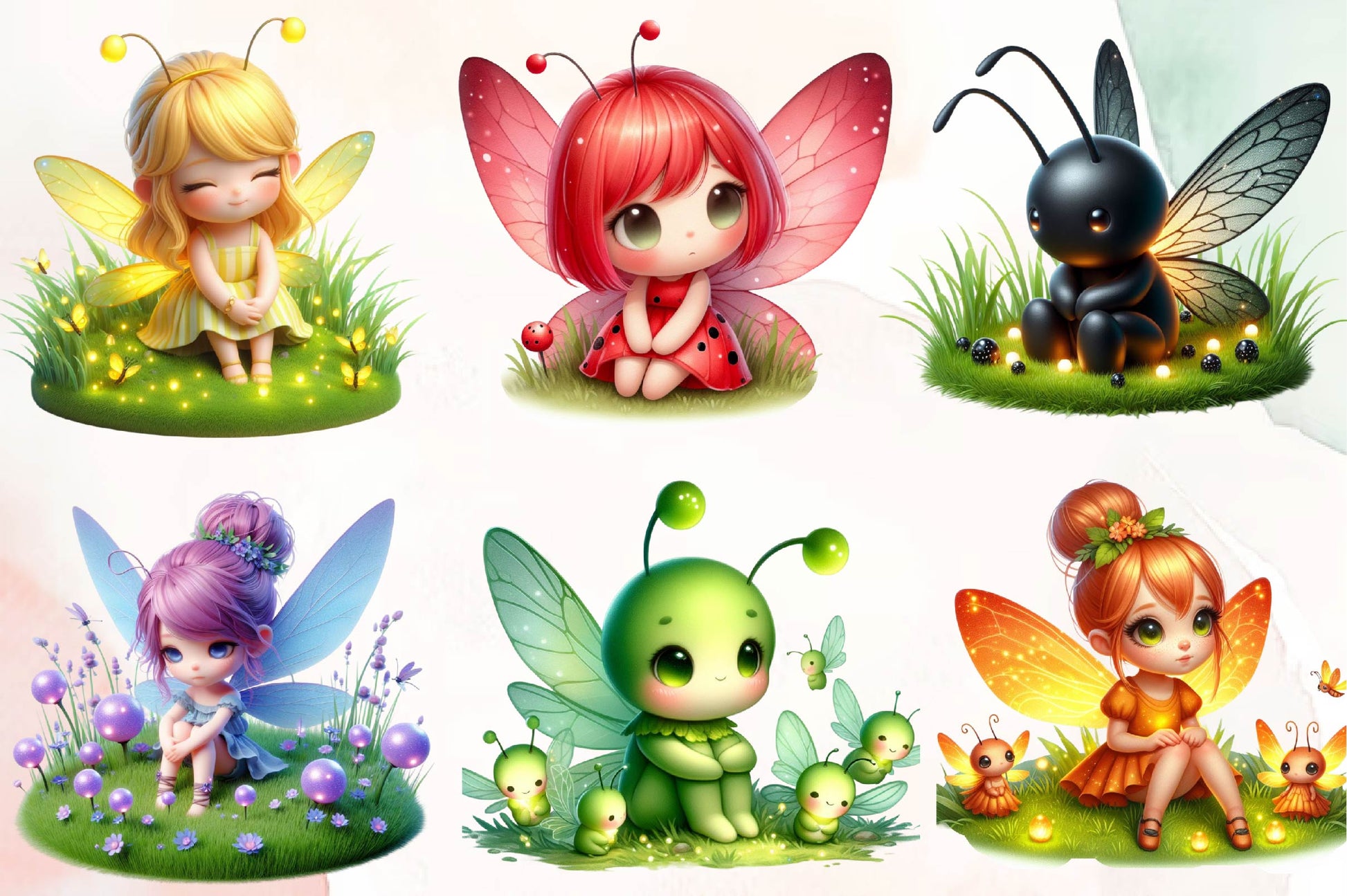 Cute Fireflies Fairy Clipart Bundle - CraftNest - Digital Crafting and Art