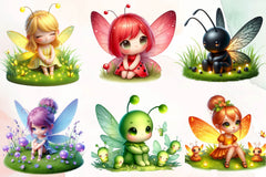 Cute Fireflies Fairy Clipart Bundle - CraftNest - Digital Crafting and Art