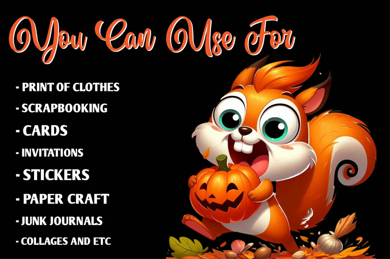 Autumn Funny Squirrel Clipart Bundle - CraftNest - Digital Crafting and Art
