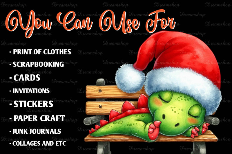 Cute Christmas Dinosaur Clipart Bundle - CraftNest - Digital Crafting and Art