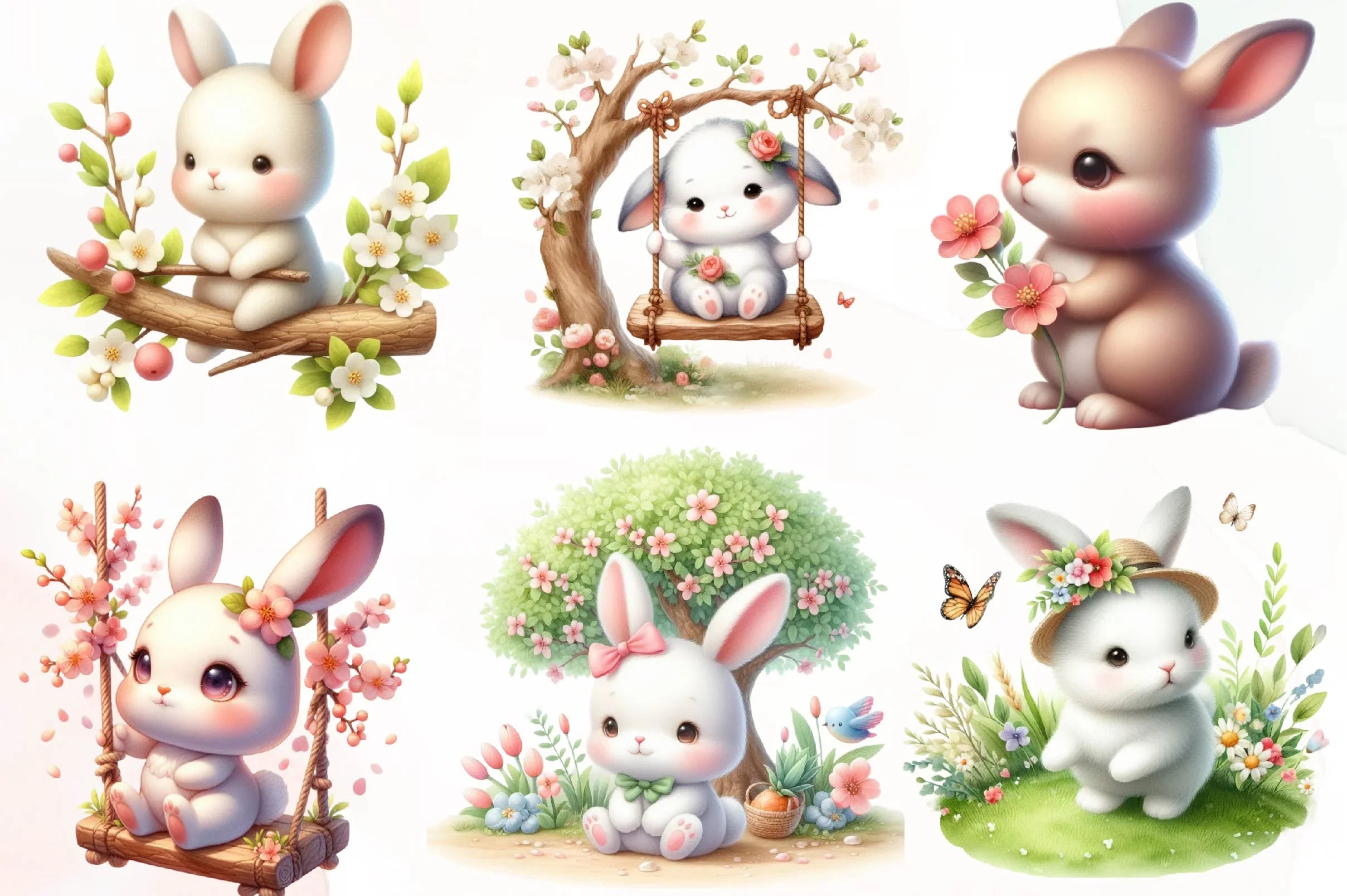 Cute Spring Bunny Clipart Bundle - CraftNest - Digital Crafting and Art
