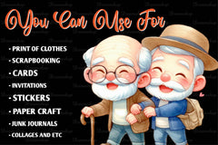 Funny Old Men Friendship Clipart Bundle - CraftNest - Digital Crafting and Art