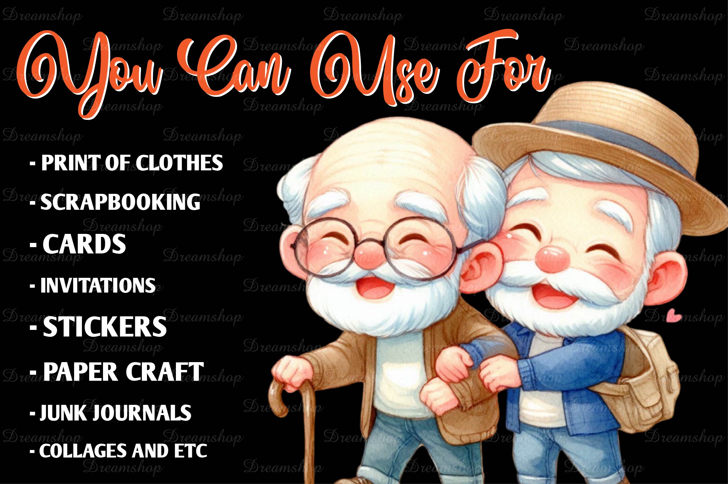 Funny Old Men Friendship Clipart Bundle - CraftNest - Digital Crafting and Art