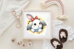 Bunny Peeks Out Of A Hole Clipart Bundle - CraftNest - Digital Crafting and Art