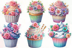 Floral Cupcake Clipart Bundle 1 - CraftNest - Digital Crafting and Art