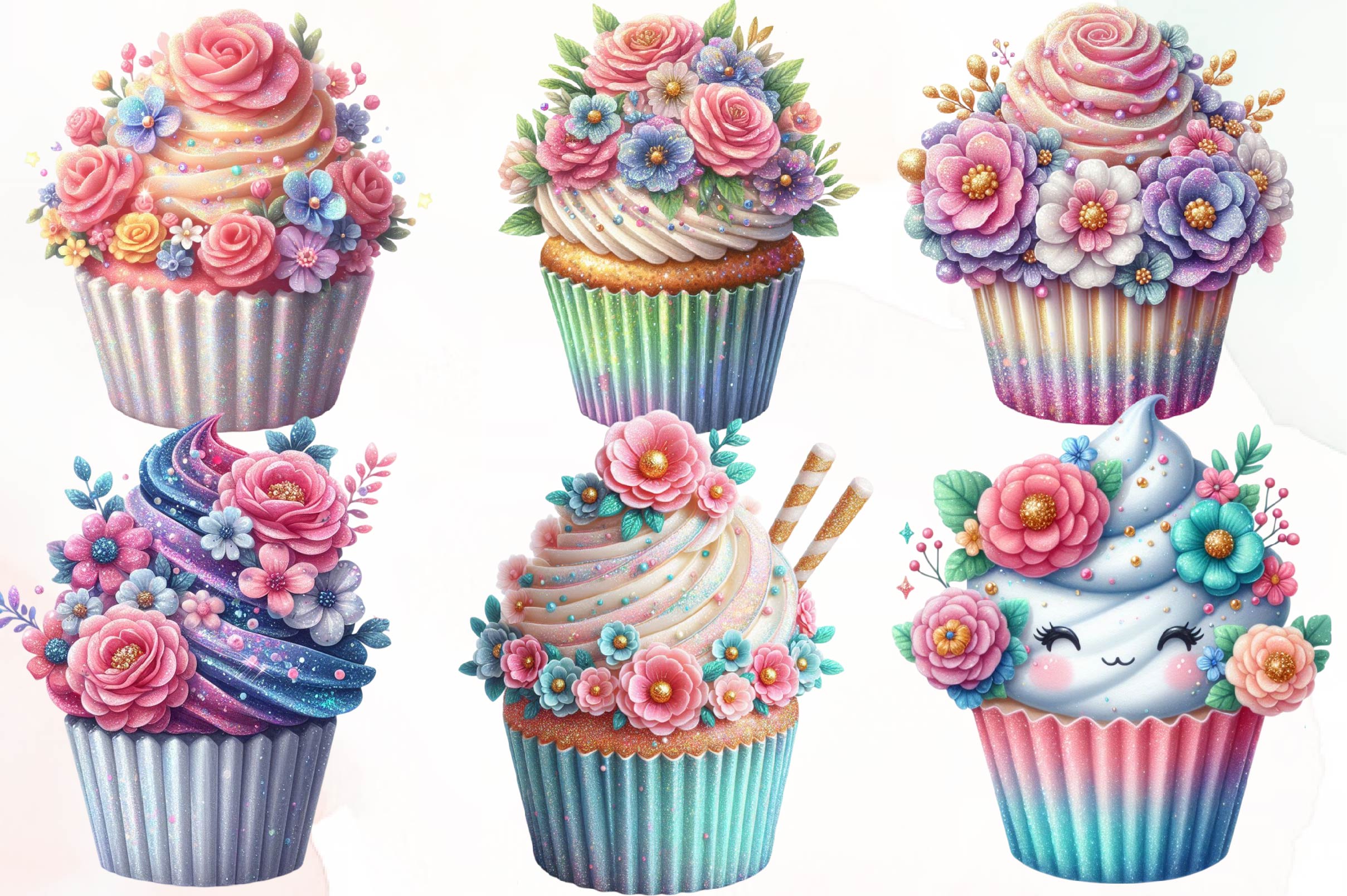Floral Cupcake Clipart Bundle 1 - CraftNest - Digital Crafting and Art