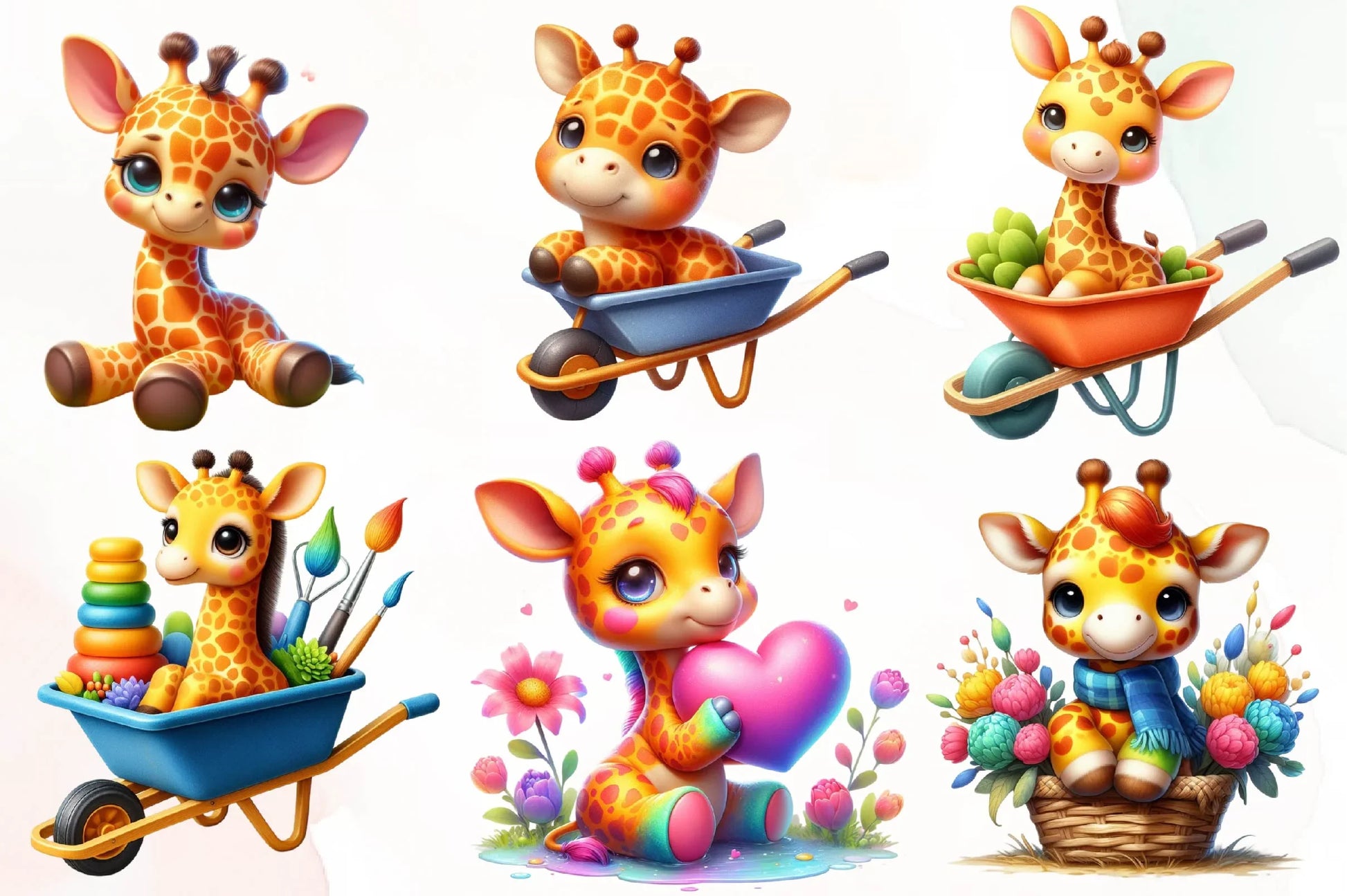 Giraffe Spring Flowers Clipart Bundle - CraftNest - Digital Crafting and Art