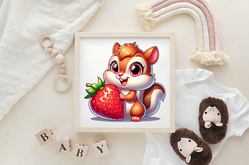 Chipmunk Strawberry Clipart Bundle - CraftNest - Digital Crafting and Art