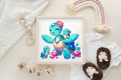 Gem Sea Turtle Mom And Baby Clipart Bundle - CraftNest - Digital Crafting and Art