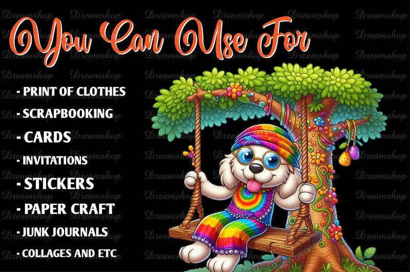 Hippie Dog Clipart Bundle - CraftNest - Digital Crafting and Art