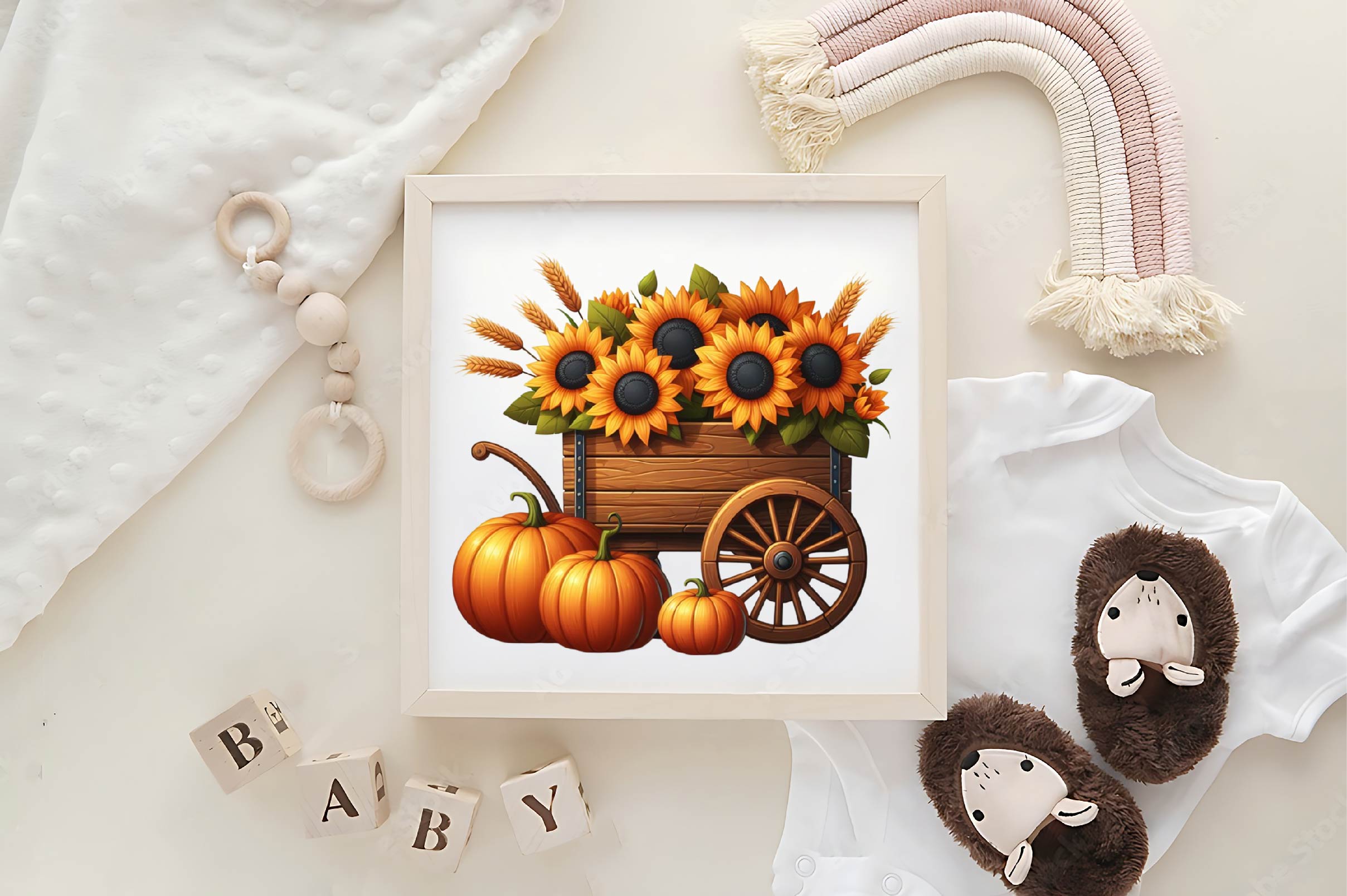 Sunflowers In Wood Trolley Clipart Bundle - CraftNest - Digital Crafting and Art