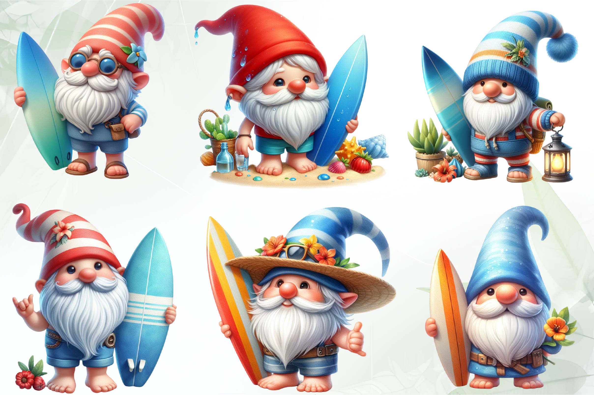Gnomes In Hawaii Clipart Bundle - CraftNest - Digital Crafting and Art