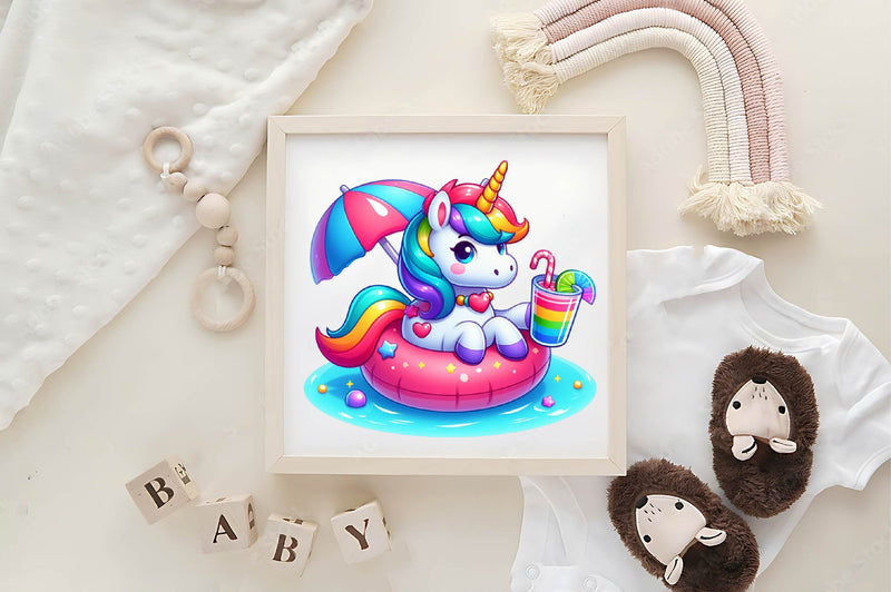 Cute Unicorn Summer Clipart Bundle - CraftNest - Digital Crafting and Art