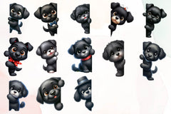 Black Dog Peeking Around Corner Clipart Bundle - CraftNest - Digital Crafting and Art