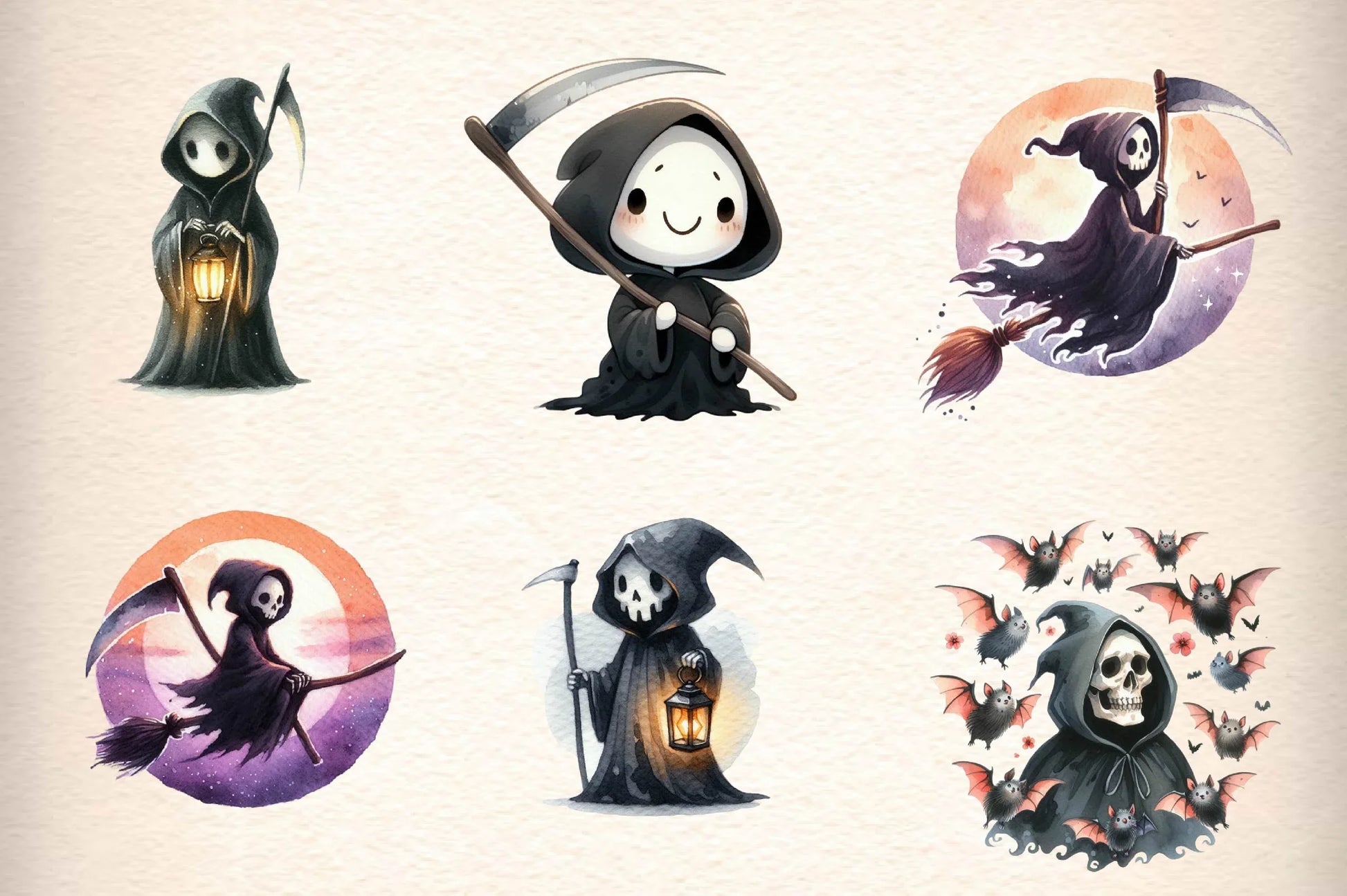Cute Grim Reaper Clipart Bundle - CraftNest - Digital Crafting and Art