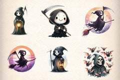 Cute Grim Reaper Clipart Bundle - CraftNest - Digital Crafting and Art