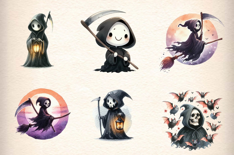 Cute Grim Reaper Clipart Bundle - CraftNest - Digital Crafting and Art