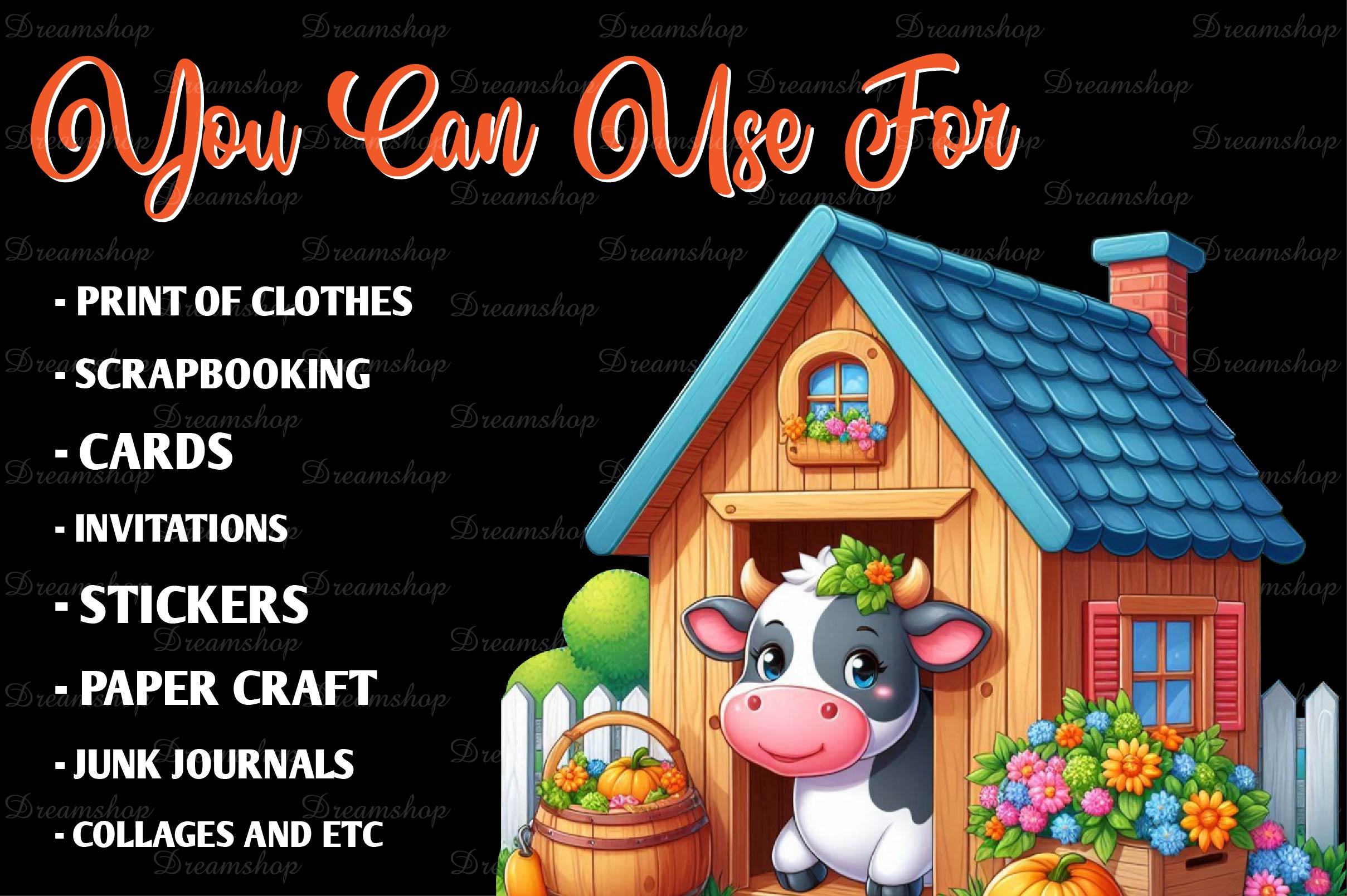 Cute Farm Cows Clipart Bundle - CraftNest - Digital Crafting and Art