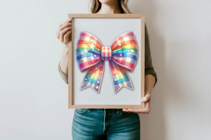 Gingham Rainbow Bow Clipart Bundle - CraftNest - Digital Crafting and Art