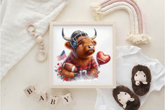 American Football Highland Cow Clipart Bundle - CraftNest - Digital Crafting and Art