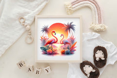 Tropical Sunset Flamingo Clipart Bundle - CraftNest - Digital Crafting and Art